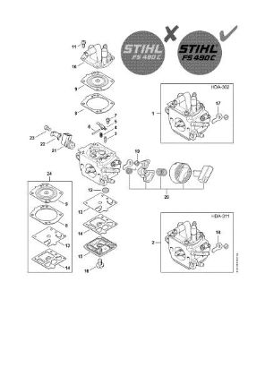 Imagen de Carburador HDA-302, HDA-311 FS 490 C-EM L