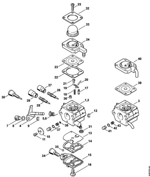 Motoguadañas (FS) FS 55 C-E Carburador C1Q-S186, C1Q-S153, C1Q-S97 (16.2014), (46.2012), (29.2010), (15.2009) de la marca Stihl