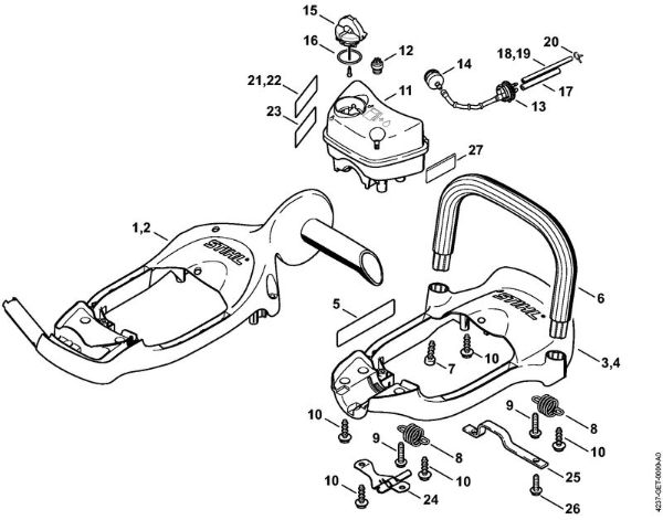Cortasetos (HS) HS 81 T Bastidor del manillar, Depósito de combustible de la marca Stihl