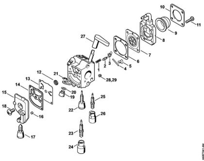 Cortasetos (HS) HS 81 T Carburador C1Q-S225, -S218, -S196, -S197, -S105, -S111, -S115, -S116 de la marca Stihl