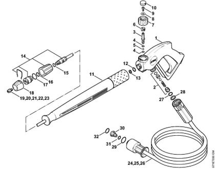 Limpiadora eléctrica de alta presión (RE) RE 471 PLUS Pistola, Tubo para pulverizar (40.2009) de la marca Stihl