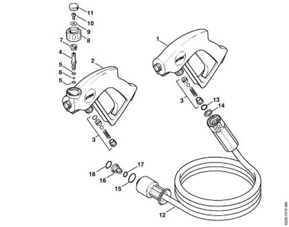 Limpiadora eléctrica de alta presión (RE) RE 520 W Pistola, Manguera de alta presión de la marca Stihl
