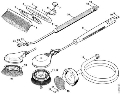 Limpiadora eléctrica de alta presión (RE) RE 830 W Cepillo de lavado, Tubo flexible de aspiración de la marca Stihl