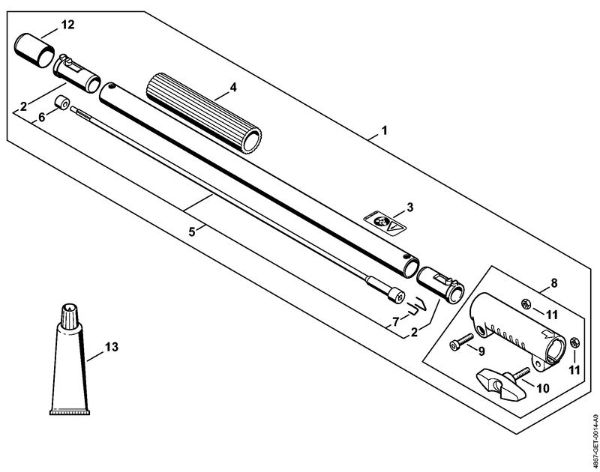 Motores universales de acumulador (KMA) KMA 130 R Prolongador del vástago 0,5 m HL-KM 0Â°, HL-KM 135Â°, HT-KM, SP-KM de la marca Stihl