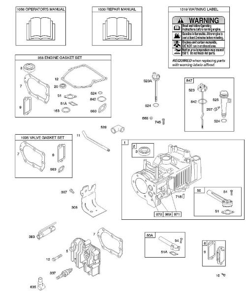 B&S - 10â  10F902-0110-B1 F - Cilindro, culata, juego de juntas motor, juego de juntas válvula, lubricación de la marca Stihl
