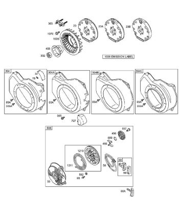 B&S - 12â  126492-0165-E1 C - Carcasa/revestimientos ventilador, volante, juegos de juntas carburador, rebobinado de la marca Stihl