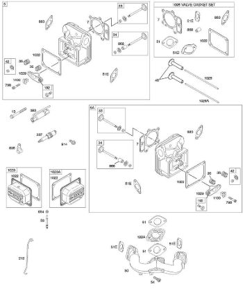 B&S - 40â  407577-0111-E1 F - Culata, juego de juntas válvula, colector de admisión, válvulas de la marca Stihl