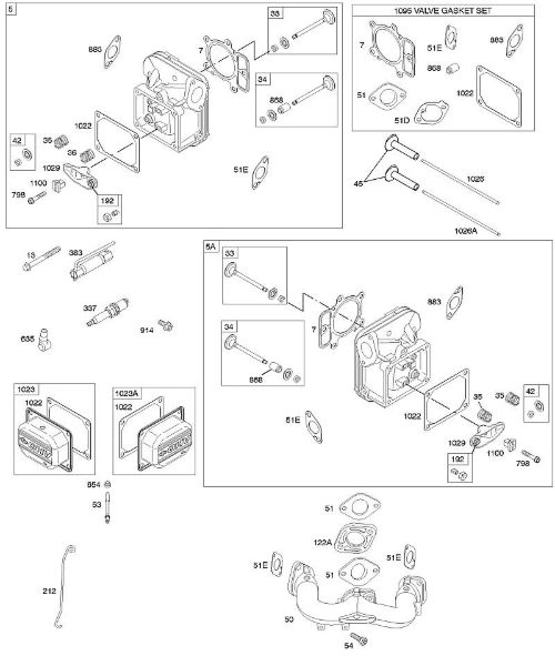 B&S - 40â  407577-0111-E1 F - Culata, juego de juntas válvula, colector de admisión, válvulas de la marca Stihl