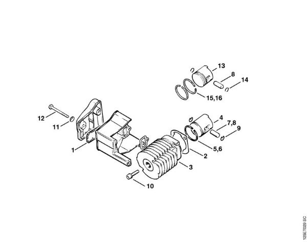 Motosierras de gasolina (MS) 009 LQ Cilindro (32.88), (25.84), (27.83) de la marca Stihl
