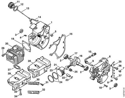 Motosierras de gasolina (MS) 020 (1129) Cárter del cigüeóal de la marca Stihl