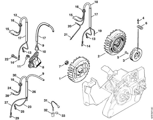 Motosierras de gasolina (MS) 024 S Sistema de encendido de la marca Stihl