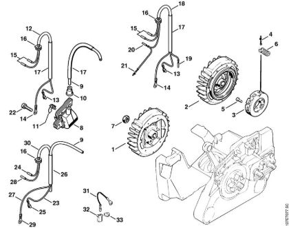 Motosierras de gasolina (MS) 024 SW Sistema de encendido de la marca Stihl