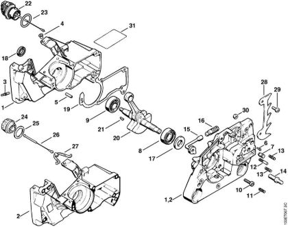 Motosierras de gasolina (MS) 026 C Cárter del cigüeóal de la marca Stihl