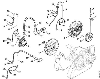 Motosierras de gasolina (MS) 026 C Sistema de encendido de la marca Stihl