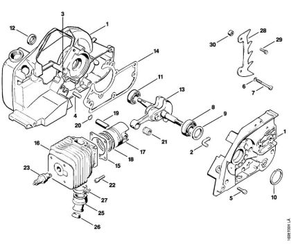 Motosierras de gasolina (MS) 032 AVQ Cárter del cigüeóal, Cilindro de la marca Stihl