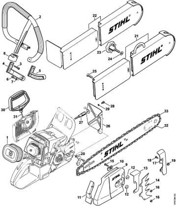 Motosierras de gasolina (MS) 046 W Juego reequip. motosierra para salvamiento (27.2000), (31.2005) de la marca Stihl