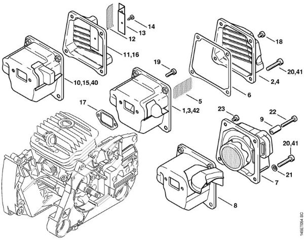 Motosierras de gasolina (MS) 046 W Silenciador de la marca Stihl