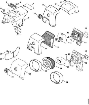 Motosierras de gasolina (MS) 066 W Cubierta, Filtro de aire   X 39 176 185 (01.98) de la marca Stihl