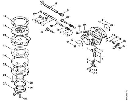 Motosierras de gasolina (MS) 08 SEQ Carburador HL-166 de la marca Stihl