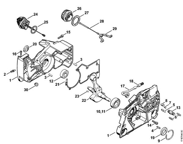 Motosierras de gasolina (MS) 088 Cárter del cigüeóal de la marca Stihl