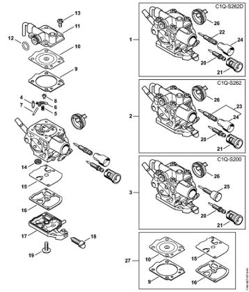 Motosierras de gasolina (MS) MS 150 C-E Carburador C1Q-S262, C1Q-S200 de la marca Stihl
