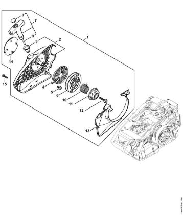 Motosierras de gasolina (MS) MS 150 C-E Mecanismo de arranque de la marca Stihl