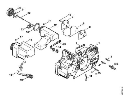 Motosierras de gasolina (MS) MS 170 Carcasa del motor de la marca Stihl