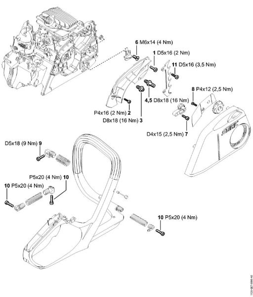Motosierras de gasolina (MS) MS 171 Pares de apriete de la marca Stihl