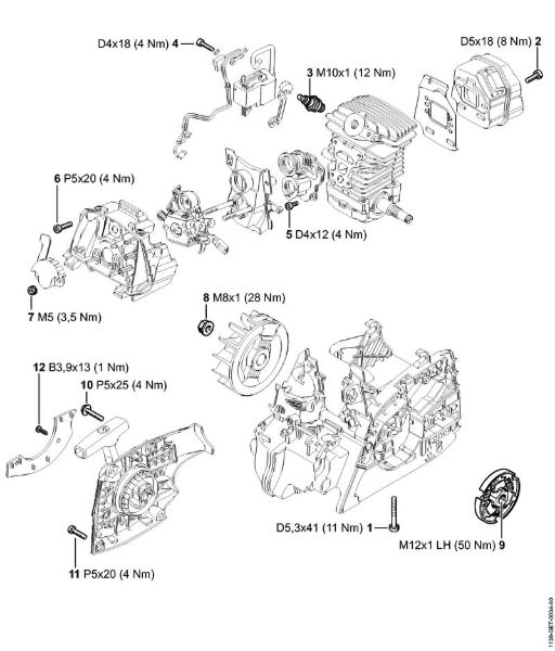 Motosierras de gasolina (MS) MS 181 C-BE Pares de apriete de la marca Stihl