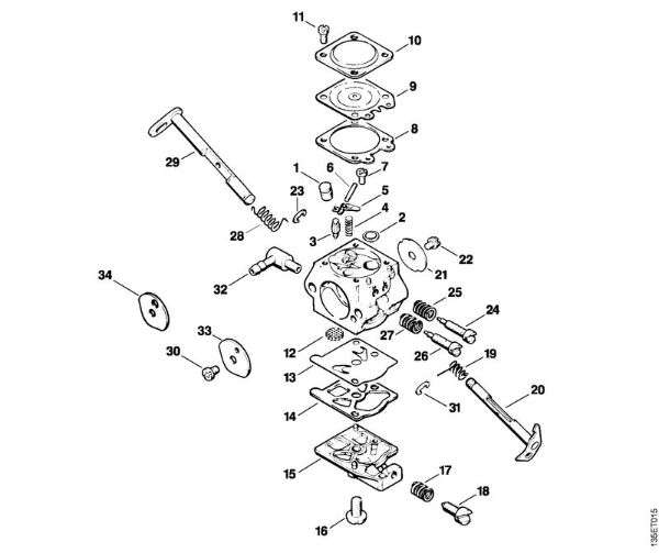 Motosierras de gasolina (MS) MS 210 Carburador WT-215, WT-286 de la marca Stihl