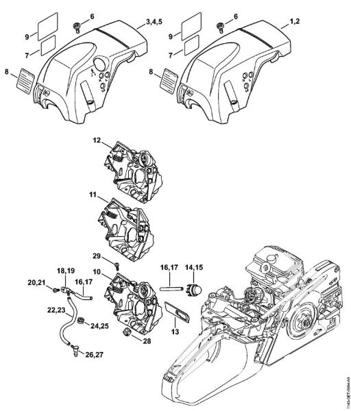 Motosierras de gasolina (MS) MS 231 Cubierta, Conducción de aire de la marca Stihl