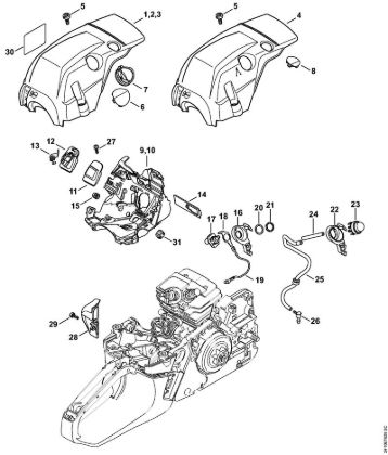 Motosierras de gasolina (MS) MS 241 C-MQ Cubierta, Conducción de aire de la marca Stihl