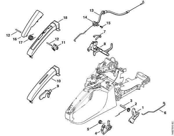 Motosierras de gasolina (MS) MS 270 Mecanismo del acelerador de la marca Stihl