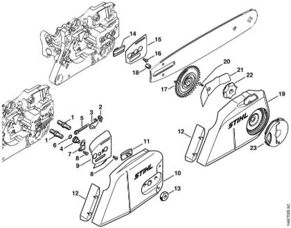 Motosierras de gasolina (MS) MS 280 C-BQ Dispositivo tensor de la cadena de la marca Stihl