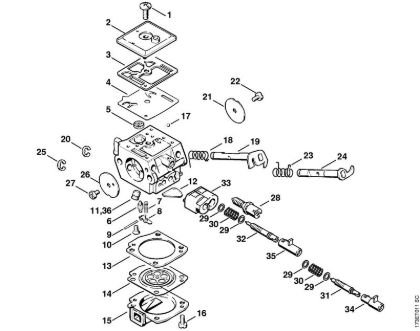 Motosierras de gasolina (MS) MS 340 Carburador C3A-S39 de la marca Stihl