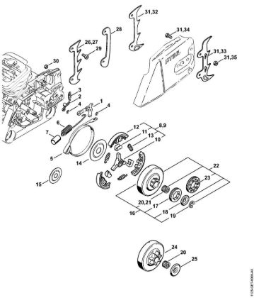Motosierras de gasolina (MS) MS 360 W Freno de cadena, Embrague de la marca Stihl