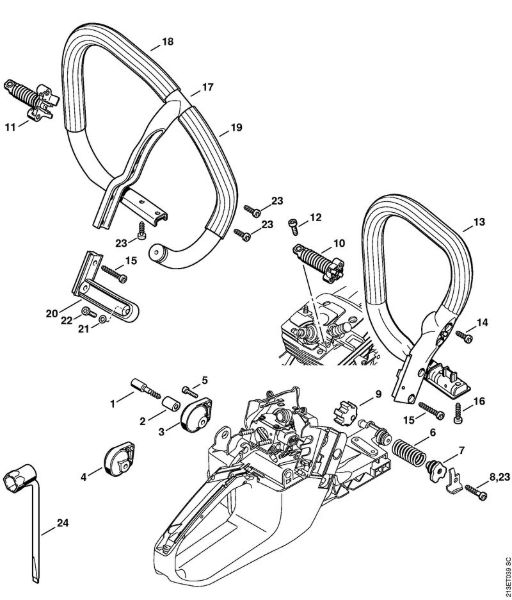 Motosierras de gasolina (MS) MS 361 C-BQ Systema AV, Manillar tubular de la marca Stihl