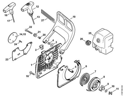 Motosierras de gasolina (MS) MS 361-N Mecanismo de arranque de la marca Stihl