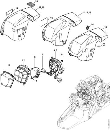 Motosierras de gasolina (MS) MS 362 C-B Filtro de aire, cubierta (27.2015),(26.2015),(18.2013),(28.2012) de la marca Stihl