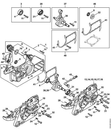 Motosierras de gasolina (MS) MS 362 C-Q Cárter del cigüeóal de la marca Stihl