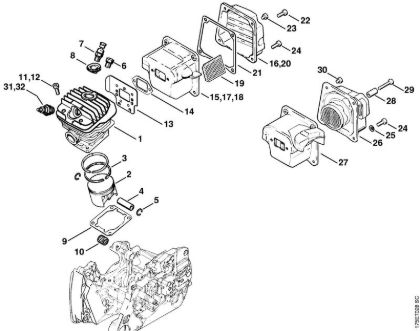 Motosierras de gasolina (MS) MS 440 Cilindro de la marca Stihl