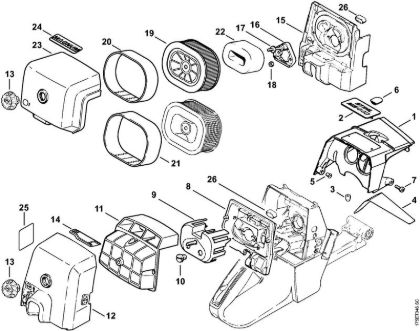 Motosierras de gasolina (MS) MS 440-Z Cubierta, Filtro de aire de la marca Stihl