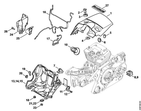 Motosierras de gasolina (MS) MS 441 C-M Cubierta, Carcasa de la marca Stihl