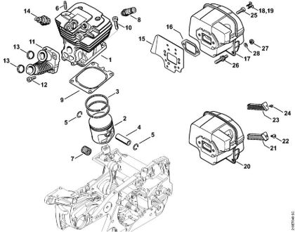 Motosierras de gasolina (MS) MS 441 C-M W Cilindro, Silenciador de la marca Stihl