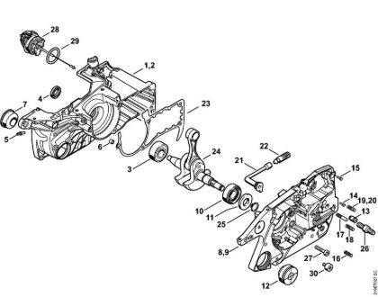 Motosierras de gasolina (MS) MS 441 C-MQ Cárter del cigüeóal de la marca Stihl