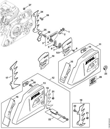 Motosierras de gasolina (MS) MS 441 C-MQ Dispositivo tensor de la cadena de la marca Stihl