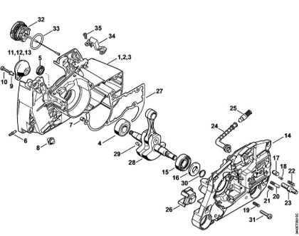 Motosierras de gasolina (MS) MS 461-VW Cárter del cigüeóal, Cigüeóal de la marca Stihl