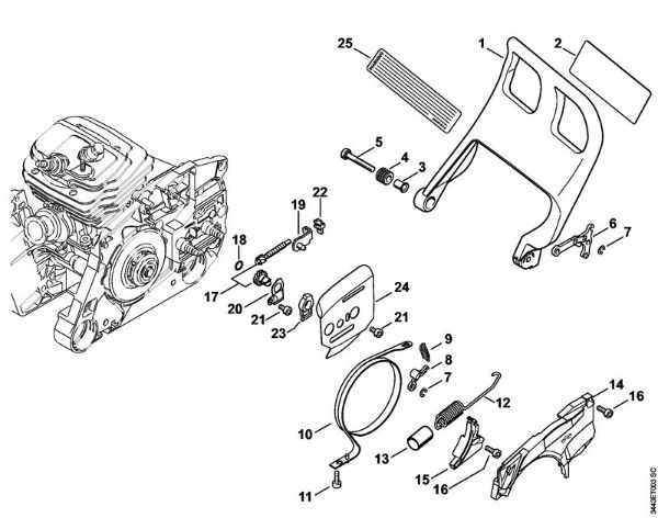Motosierras de gasolina (MS) MS 461-VW Protector, Freno de cadena, Dispositivo tensor de la cadena de la marca Stihl