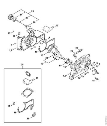 Motosierras de gasolina (MS) MS 660-W Cárter del cigüeóal de la marca Stihl