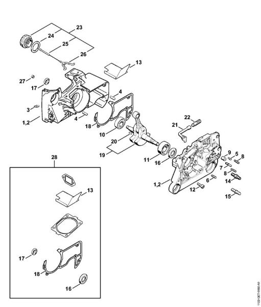 Motosierras de gasolina (MS) MS 660-W Cárter del cigüeóal de la marca Stihl